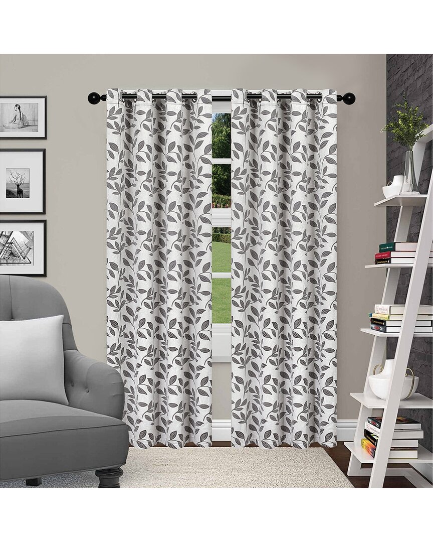 Superior Leaves Blackout Panel Curtains (set Of 2) In Grey