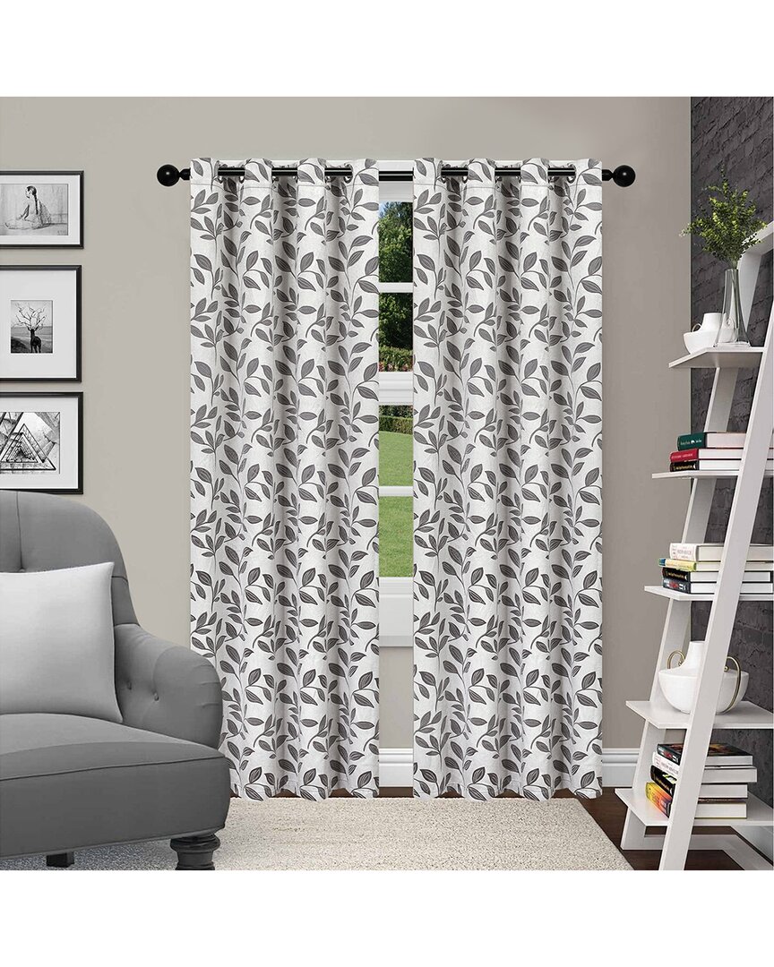 Superior Leaves Blackout Panel Curtains (set Of 2) In Grey