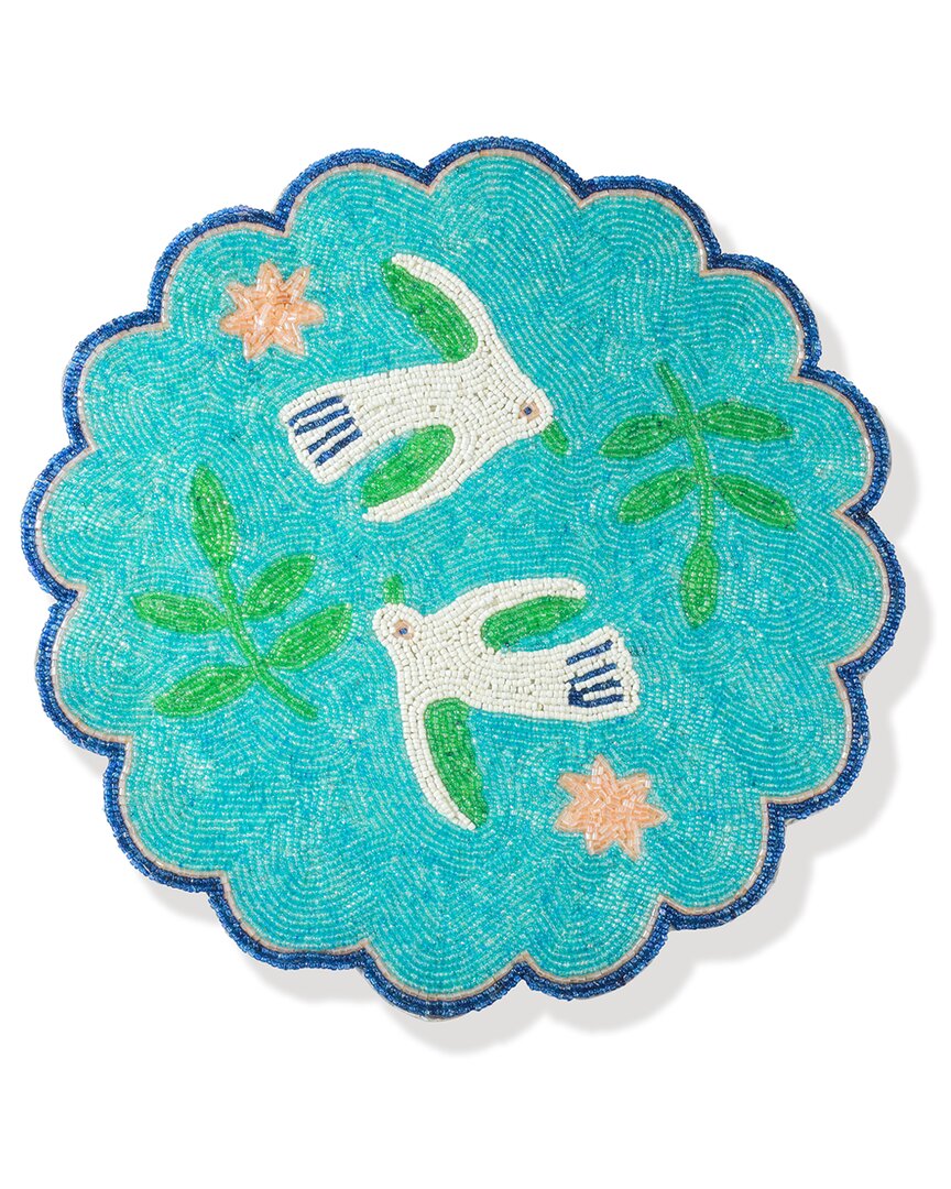 Tiramisu Aqua Serenity Beaded Placemat In Blue