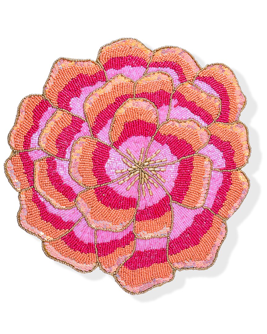 Tiramisu Peony Sunset Beaded Charger In Multi