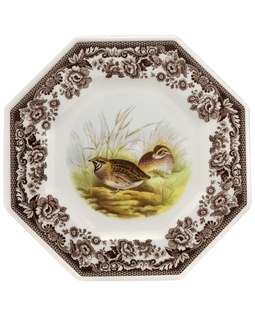 Spode Woodland Quail Octagonal Plate In Brown