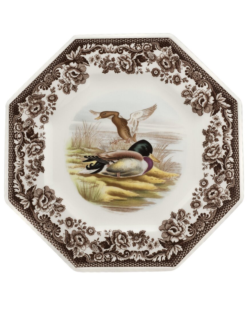 Spode Woodland Mallard Octagonal Plate In Brown