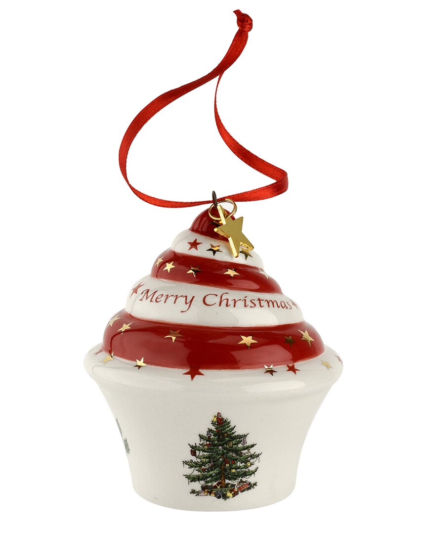 Spode Christmas Tree Cupcake Ornament In Green