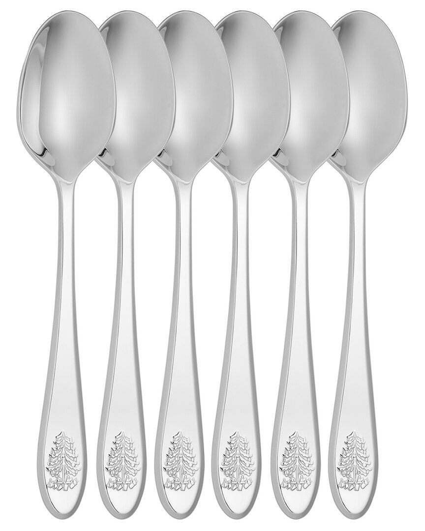 Spode Christmas Tree 6pc Cocktail Spoons Set In White