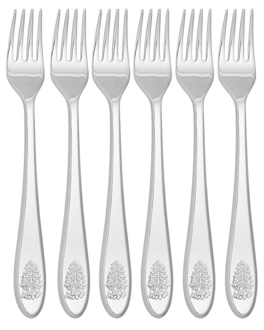 Spode Christmas Tree 6pc Cocktail Forks Set In Green