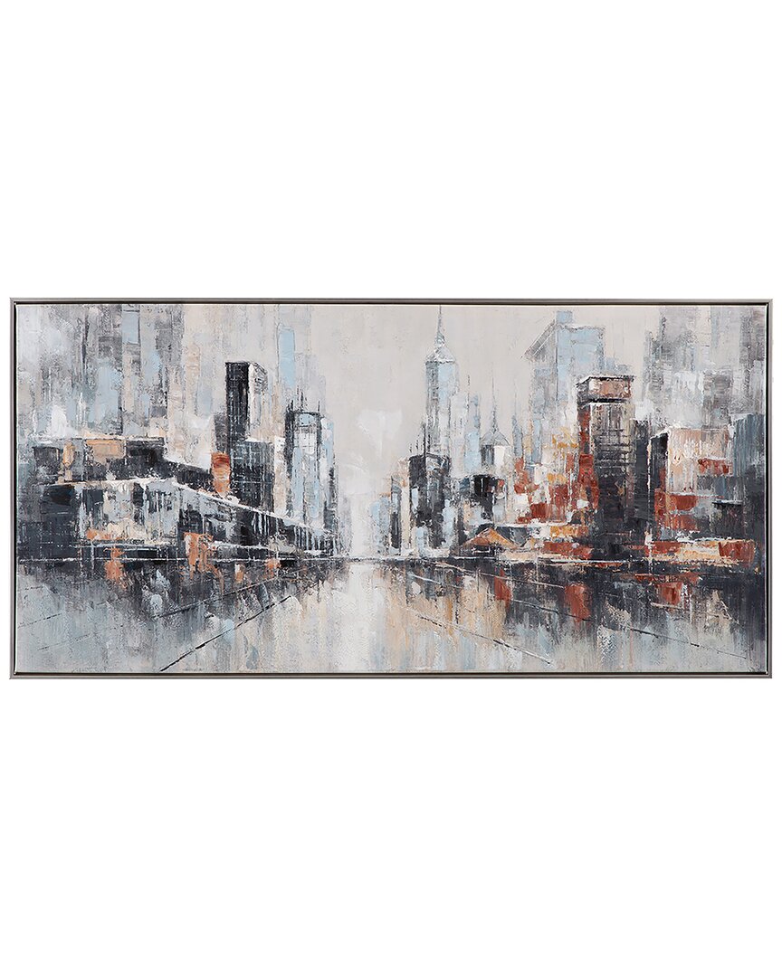 Bassett Mirror City Scape Framed Canvas In Gray