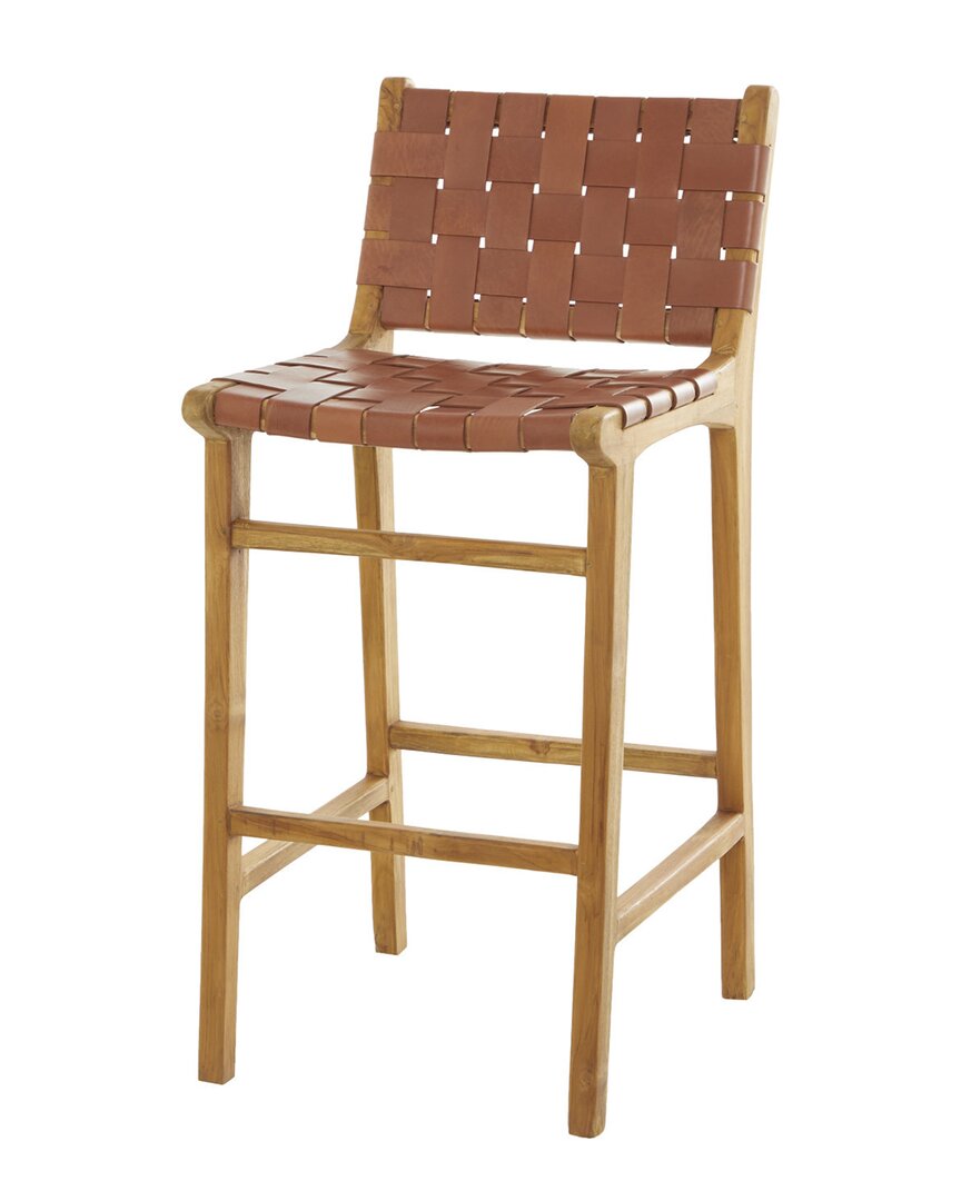Peyton Lane Brown Modern Teak Wood Bar Stool In Brown
