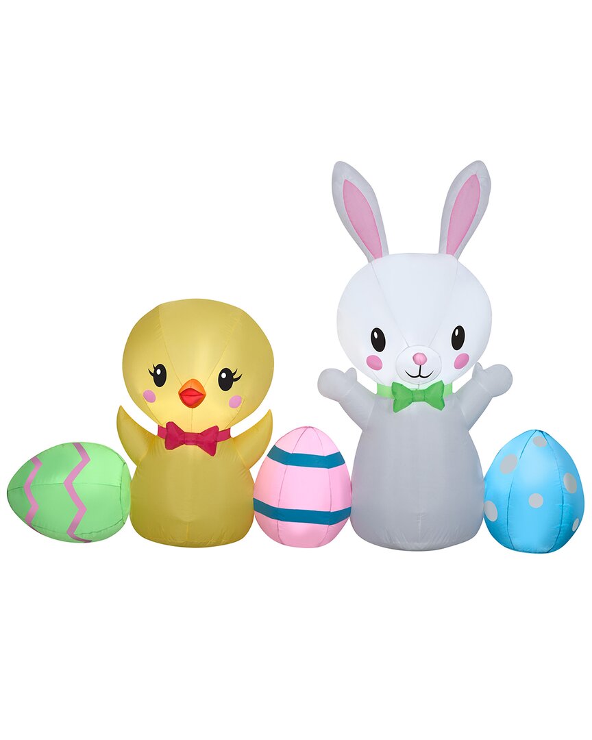 National Tree Company 78in Inflatable Easter Bunny & Chick In Yellow