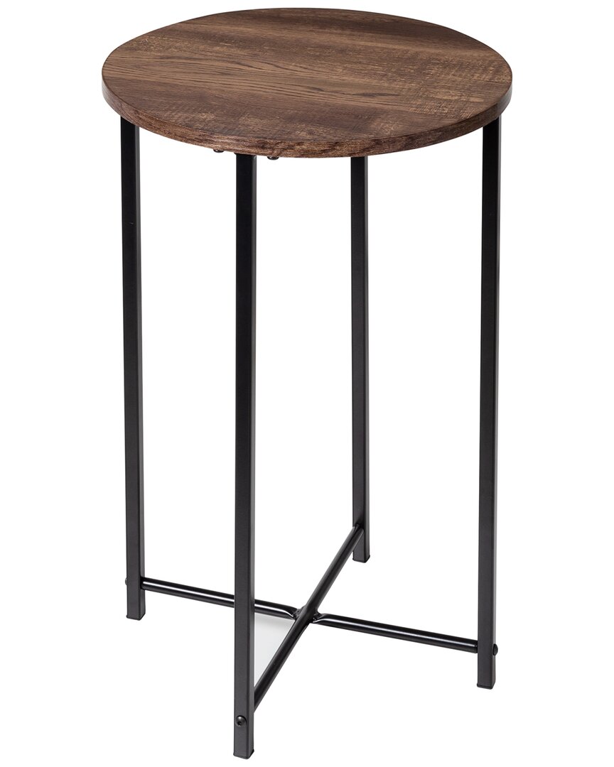 Honey-can-do Round Side Table With X-pattern Base In Black
