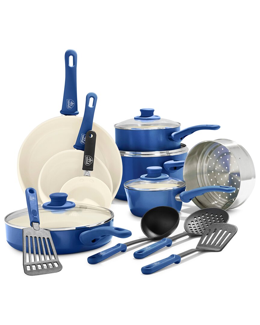 Greenlife Soft Grip Healthy Ceramic Nonstick 16pc Kitchen Cookware Set