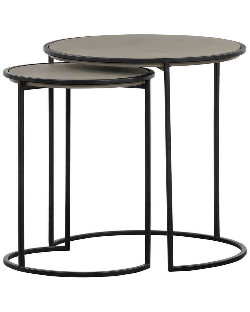 Armen Living Rina Concrete And Metal 2pc Nesting End Table