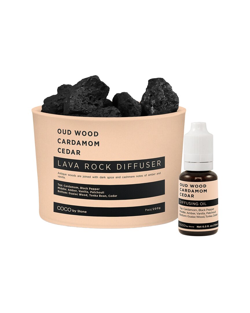 Coco By Stone Handmade Lava Rock Diffuser With Oil Starter Pack - Inspired By Oud Wood By Tom Ford In Neutral