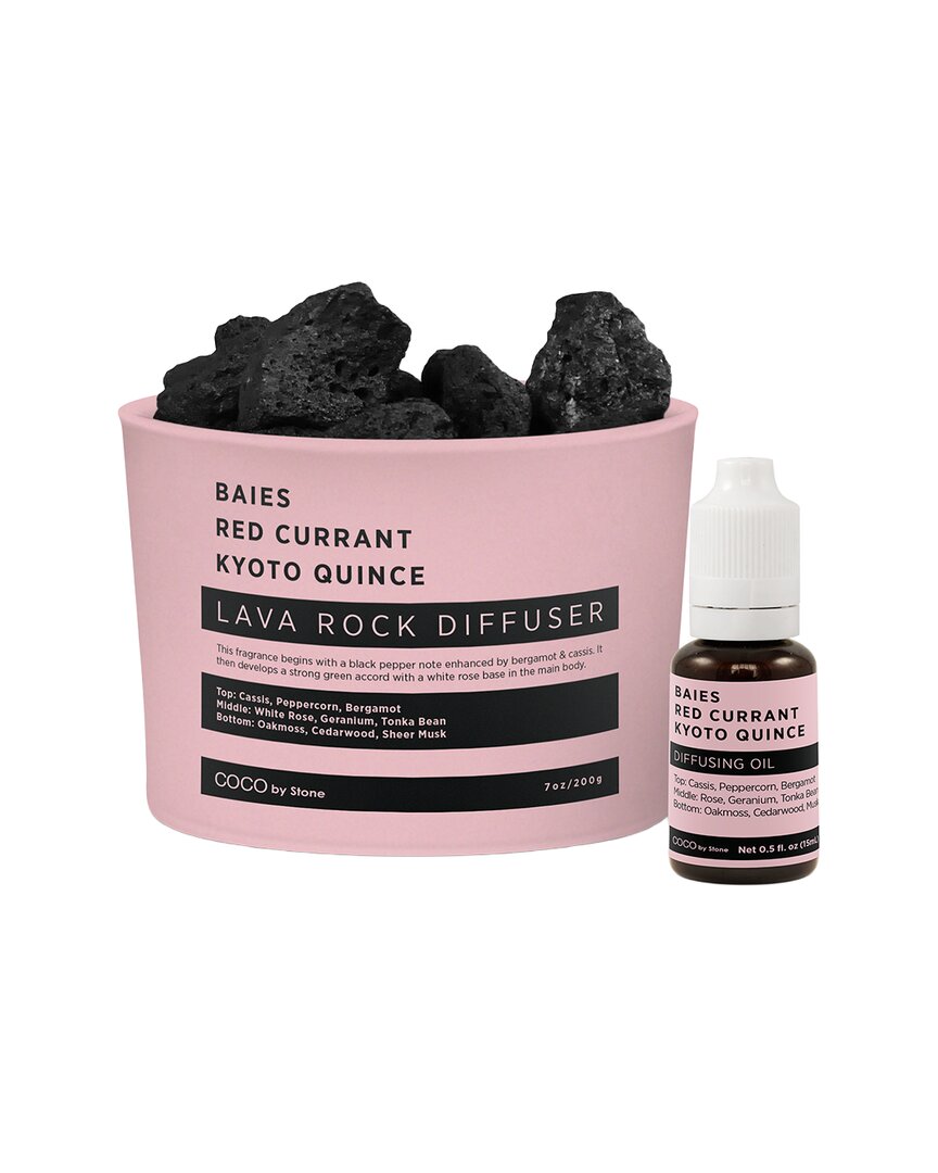Coco By Stone Handmade Lava Rock Diffuser With Oil Starter Pack - Inspired By Baies By Diptyque In Pink