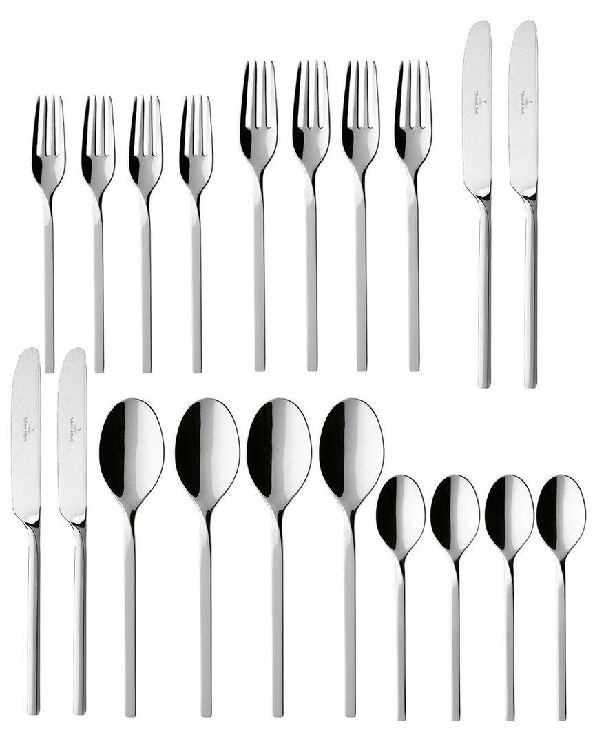 Villeroy & Boch New Wave Stainless Steel 20 Pc. Flatware Set, Service For 4 In Silver
