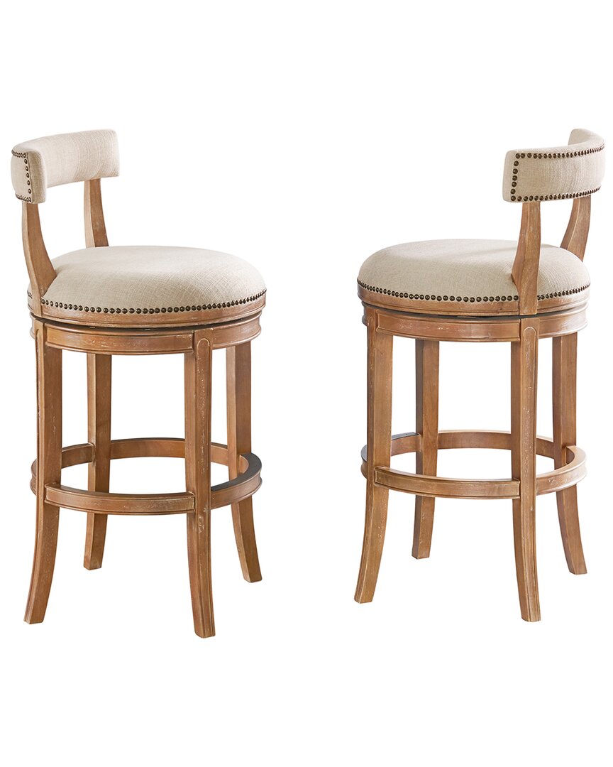 Alaterre Hanover Set Of 2 Swivel Bar Height Bar Stools In Brown