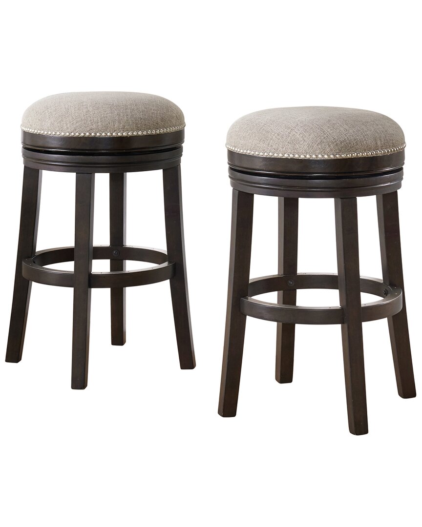 Alaterre Clara Set Of 2 Swivel Bar Height Stools In Brown
