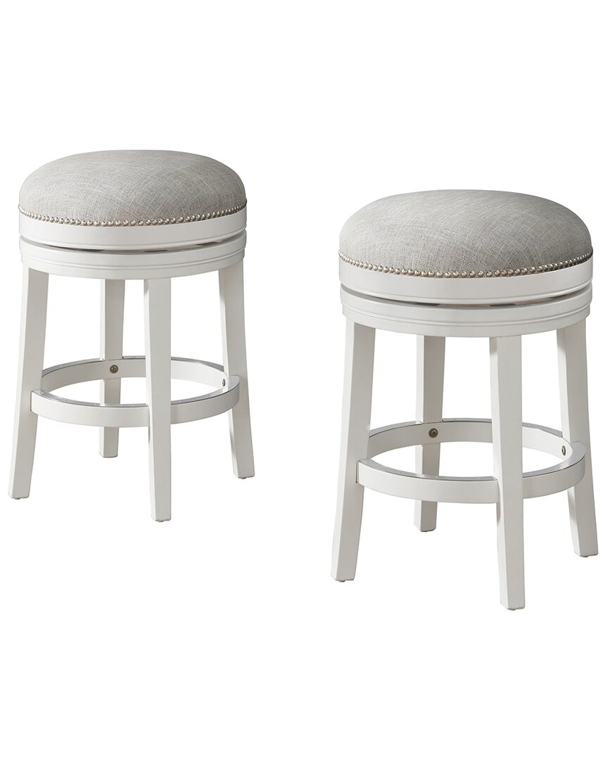 Alaterre Clara Set Of 2 Swivel Counter Height Stools In White