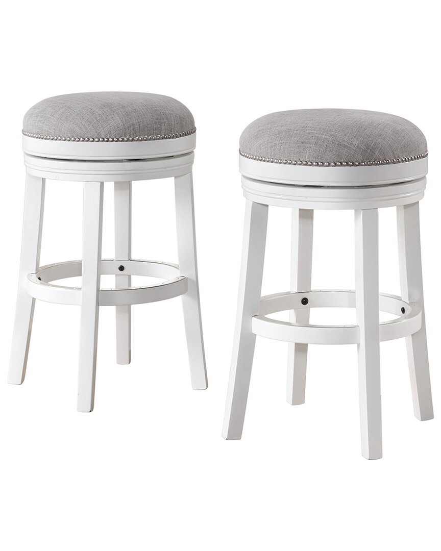 Alaterre Clara Set Of 2 Swivel Bar Height Stools In White