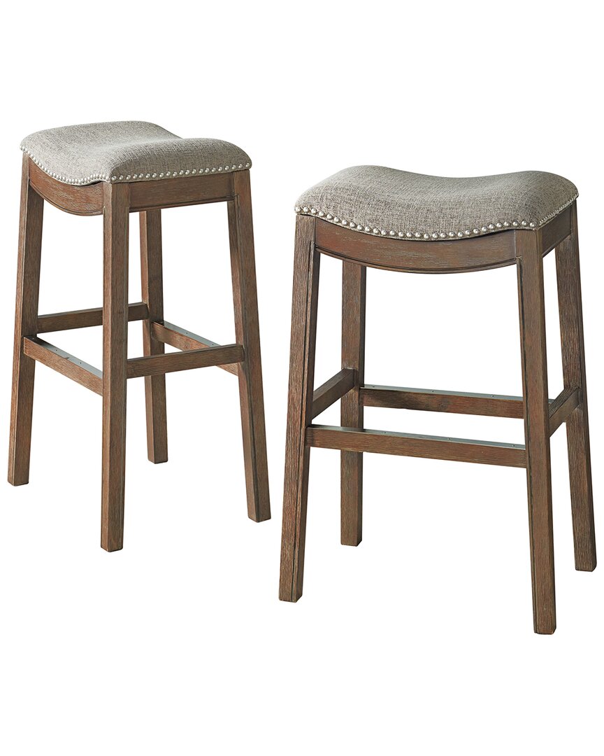 Alaterre Williston Set Of 2 Bar Height Stools In Brown