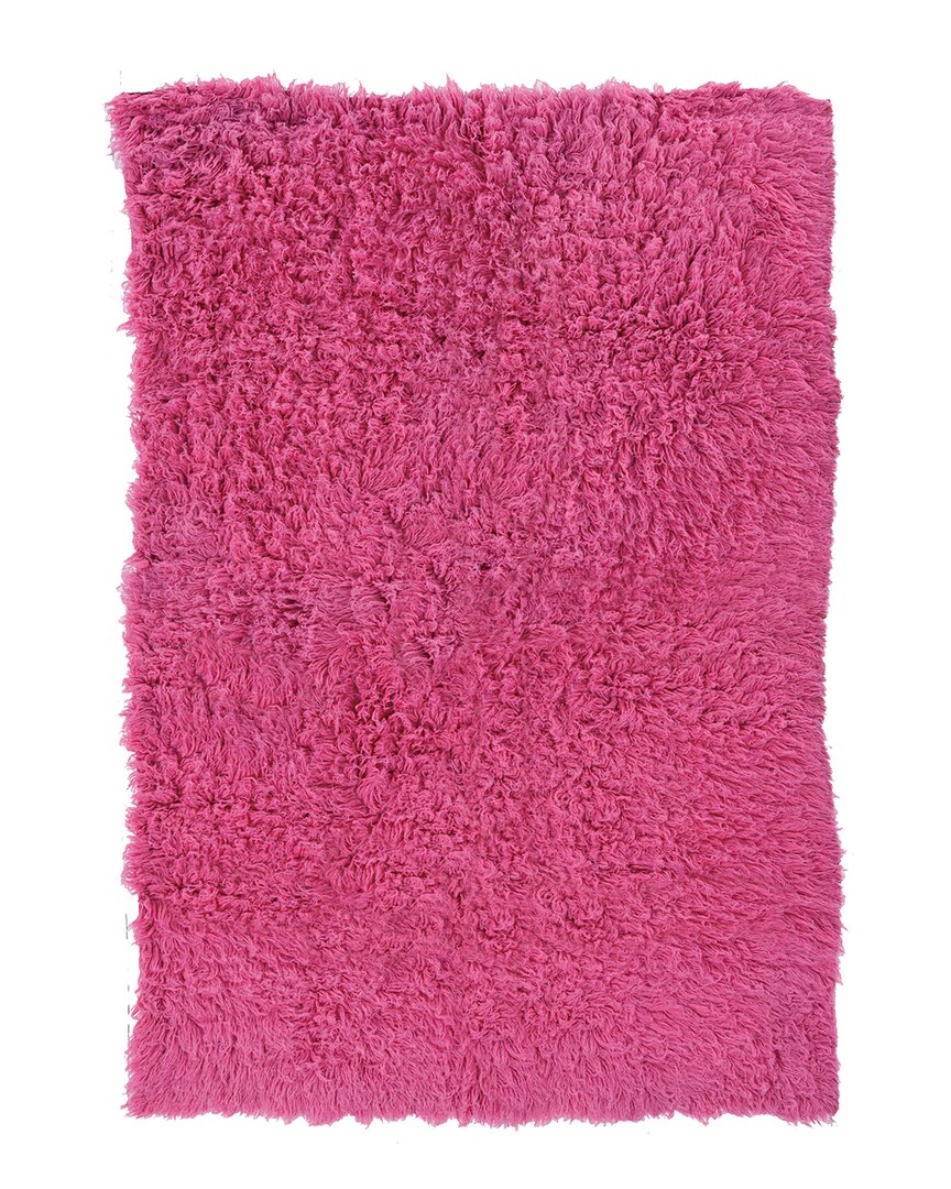 Linon New Flokati 1400gr Wool Area Rug In Fuchsia