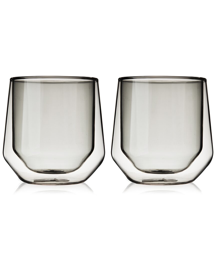 Viski Set Of 2 Double Walled Smoke Aurora Tumblers In Grey
