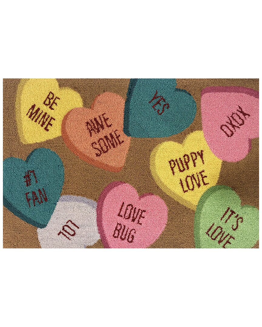 The Rug Market Convo Hearts Toss Brandy Indoor/outdoor Doormat In Red