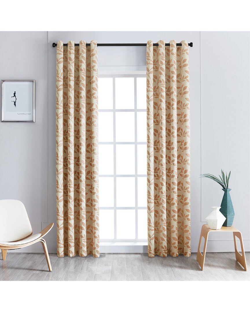 Superior Leaves Blackout Panel Curtains- Set Of 2 In Bronze