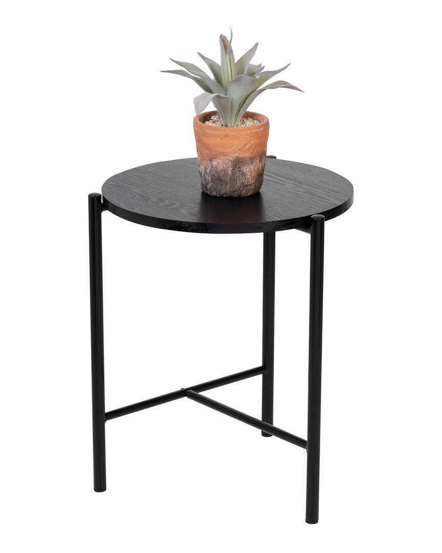 Honey-can-do Round Side Table With T-pattern Base In Black