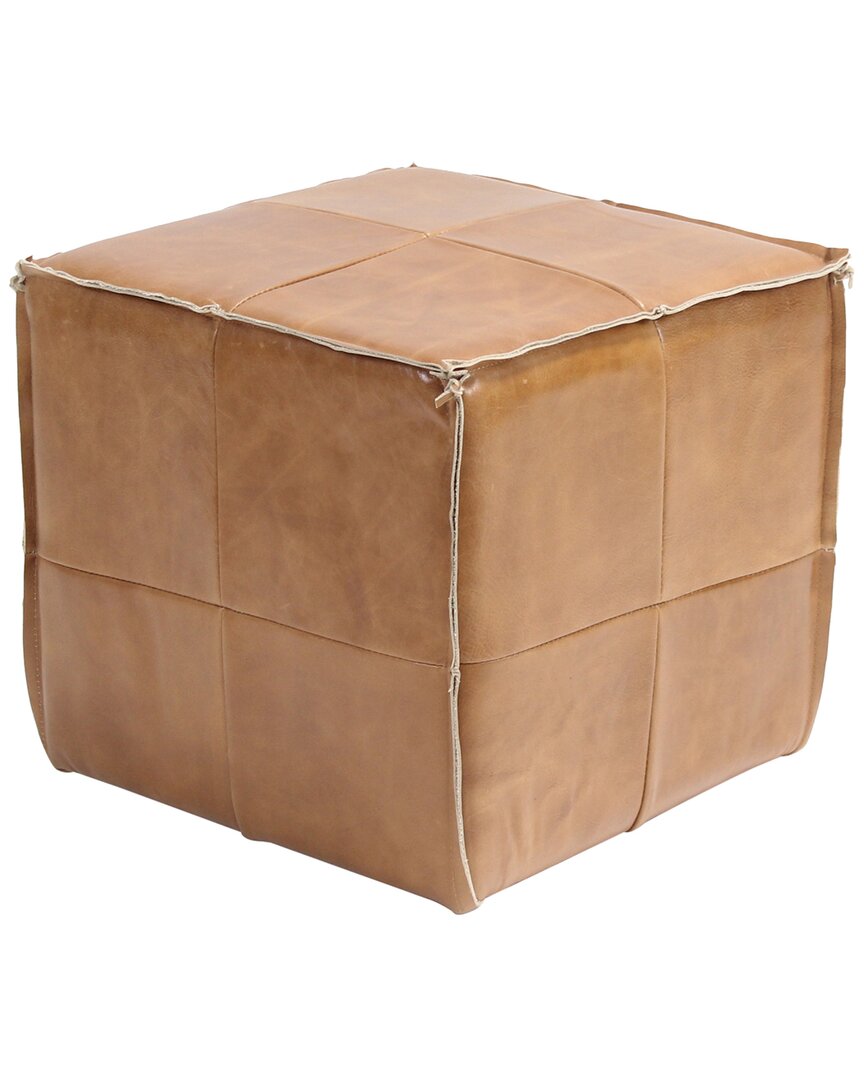 Peninsula Home Collection 18in Saddle Leather Cube In Brown