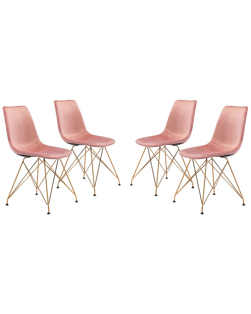 Shop Zuo Modern Parker Dining Chair (set Of 4) In Pink