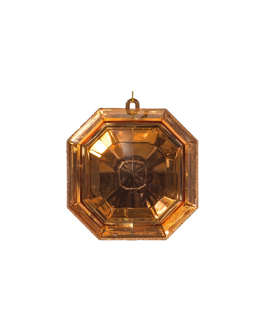 Vickerman 2pc Set 6in Rose Gold Square Jewel Glitter Ornaments In Yellow