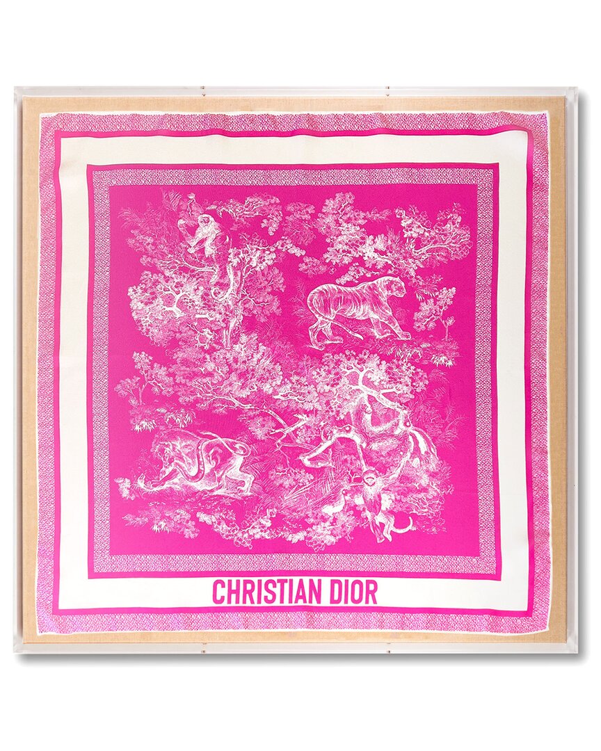 Wexel Art Christian Dior Toile Silk Scarf Shadowbox In Pink