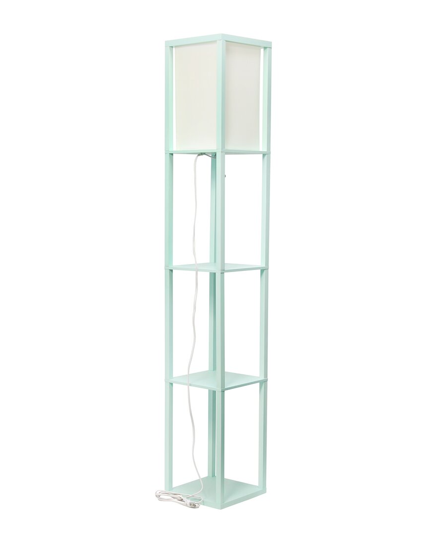 Shop Lalia Home Column Shelf Floor Lamp With Linen Shade In Aqua