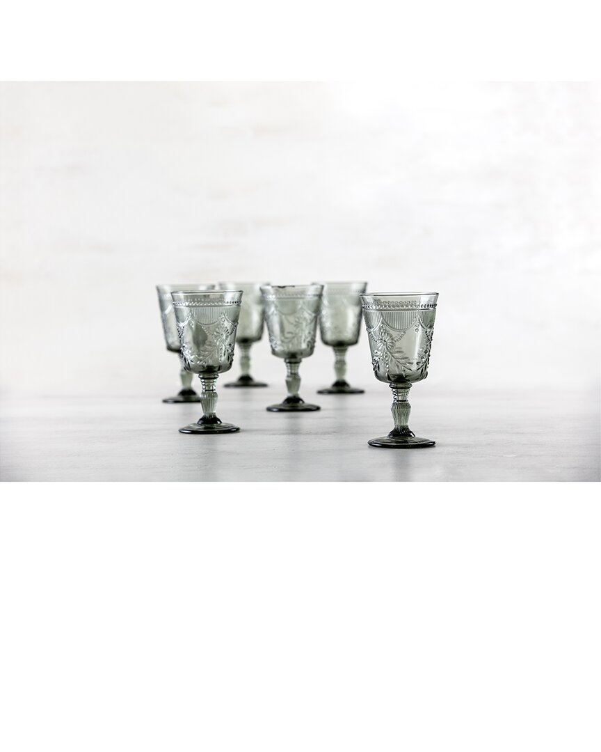 Fortessa Set Of 6 Debutante Glass Grey Goblets In Green