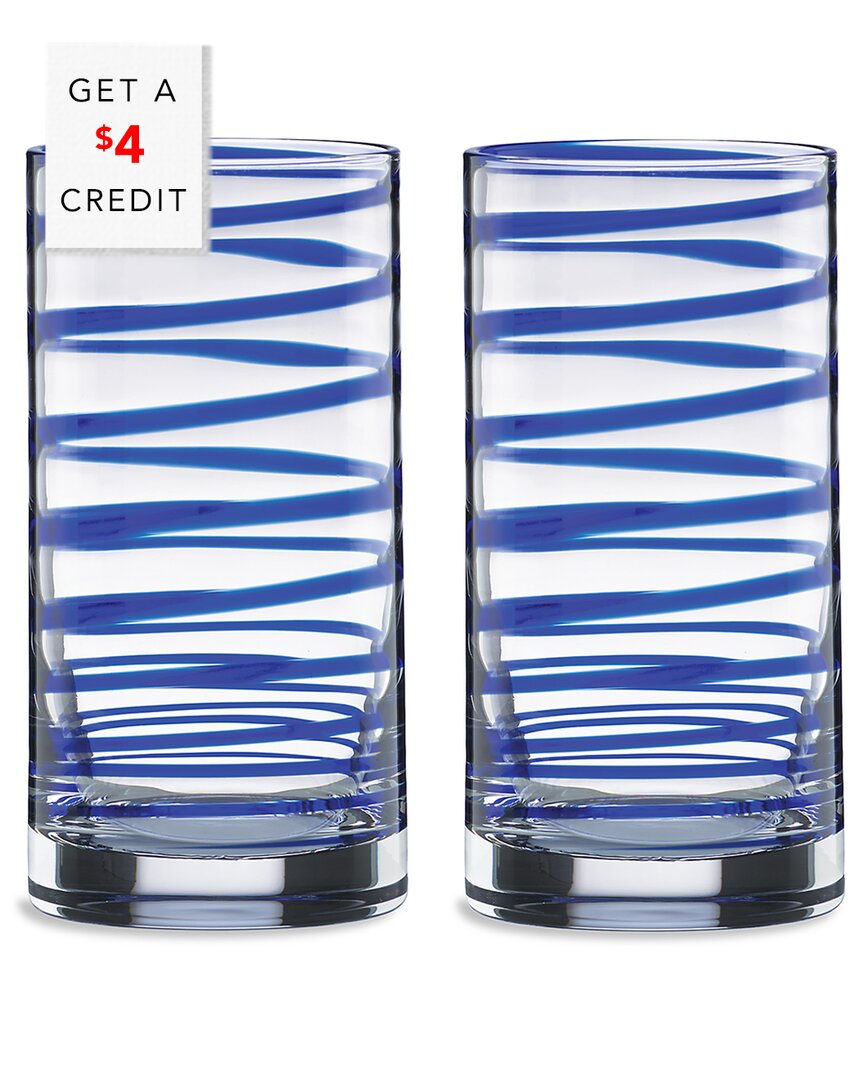 Shop Kate Spade New York Charlotte Street 2pc Highball Glass Set With $4 Credit In Blue