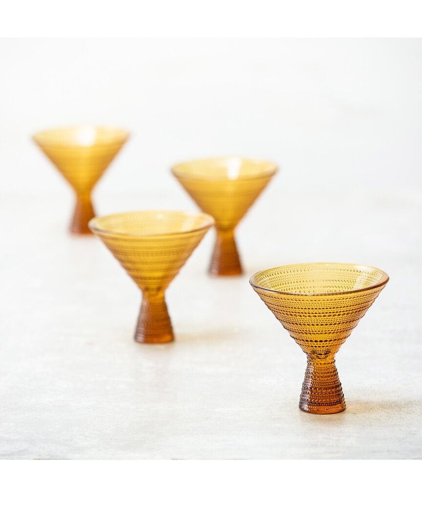 Fortessa Set Of 4 Jupiter Glass Amber Martini Glasses In Yellow