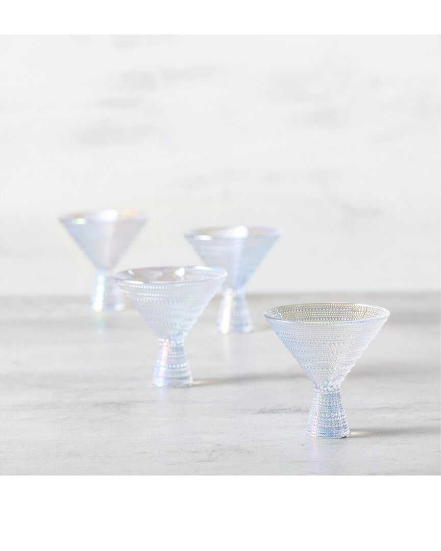 Fortessa Set Of 4 Jupiter Glass Iridescent Martini Glasses In Transparent