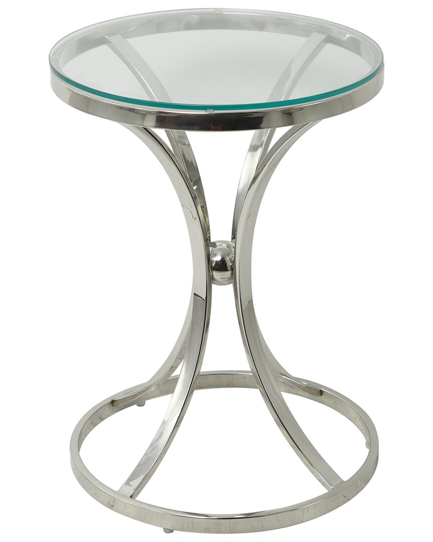 Peyton Lane Stainless Steel Hourglass Accent Table In Silver