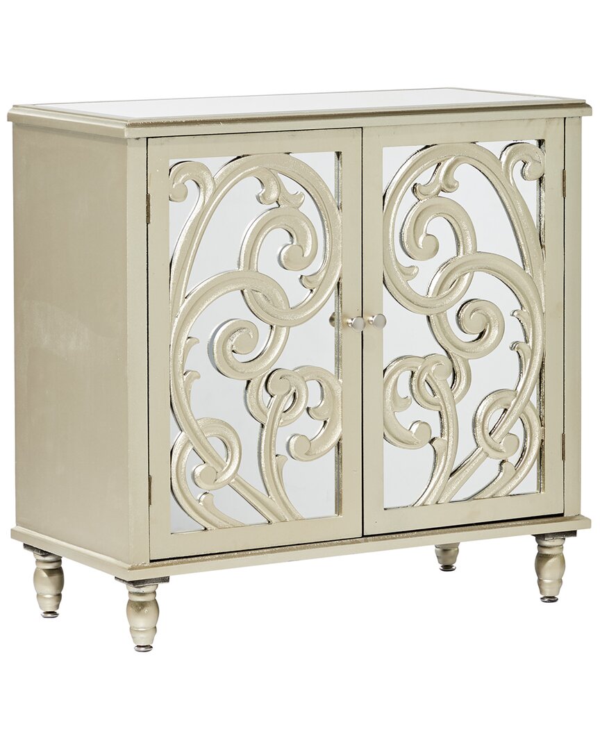 Peyton Lane Scroll Carved 2-door Cabinet In Gold