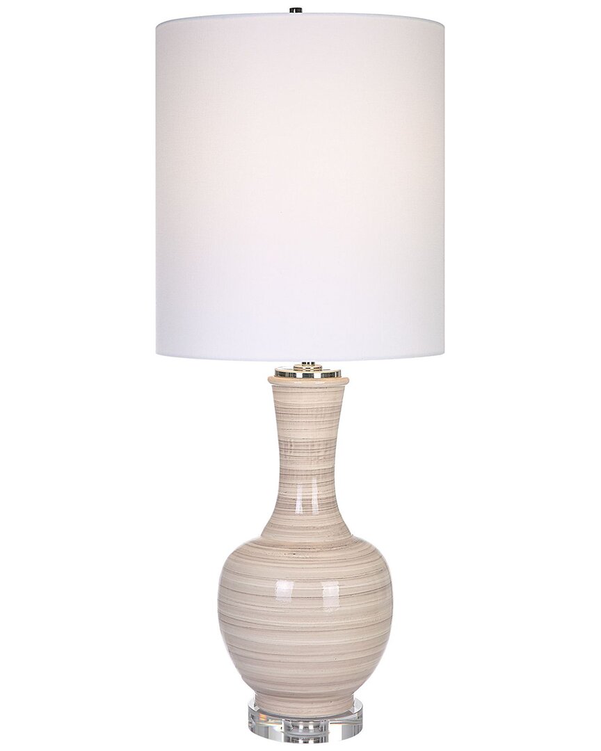 Uttermost Chalice Striped Table Lamp In Beige