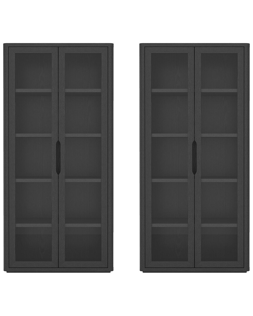 Manhattan Comfort Rivington Modern 38in Bookcase Cabinet (5-shelf) In Gray