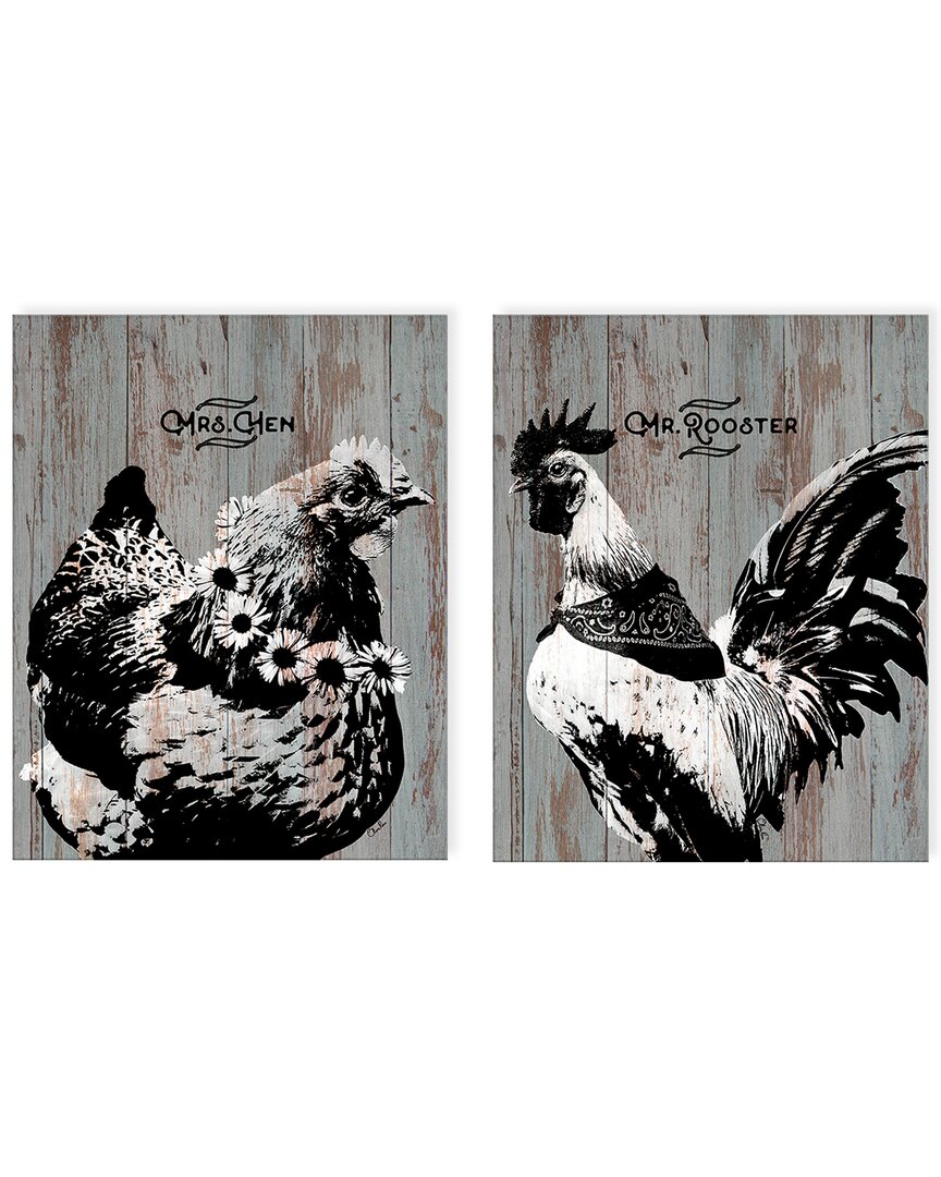 Ready2hangart Mrs. Hen & Mr. Rooster 2 Piece Wrapped Canvas Wall Art Set By Olivia Rose