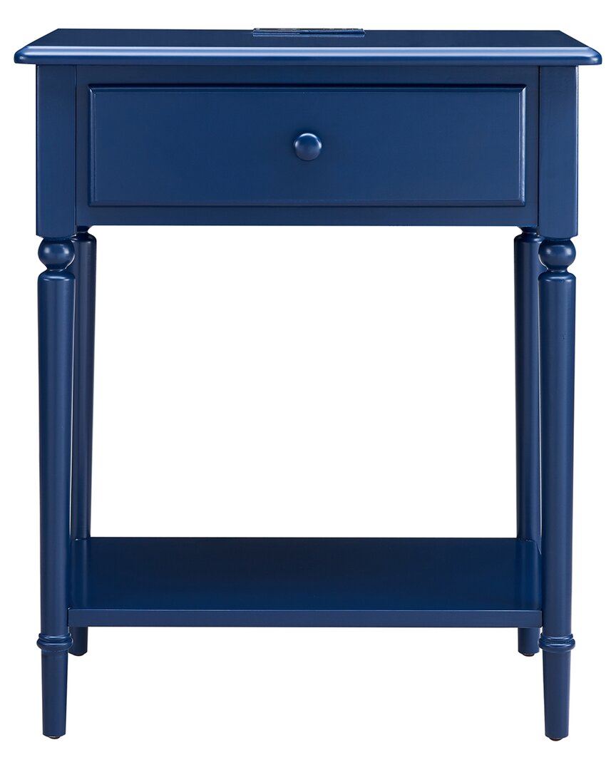 Leick Home Solid Wood Coastal Notions Nightstand With Usb-c Fast Charging Station In Blue