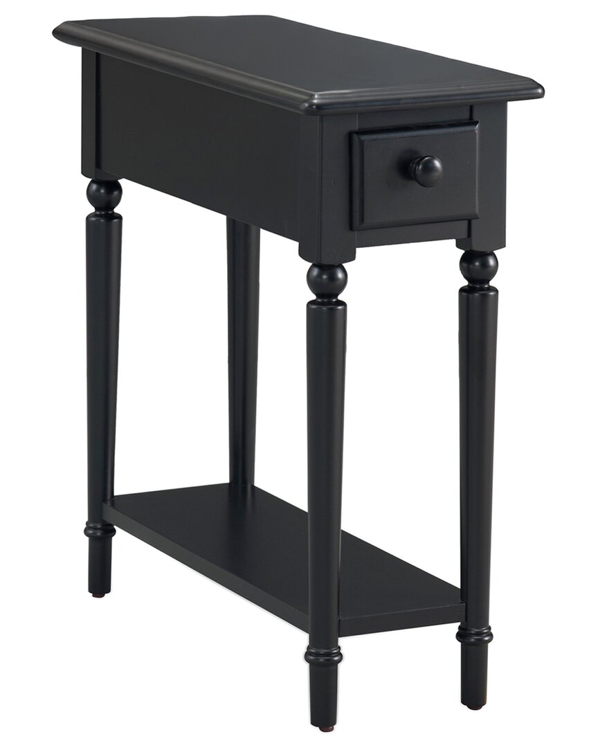 Leick Home Coastal Solid Wood Narrow End Table With Drawer In Black