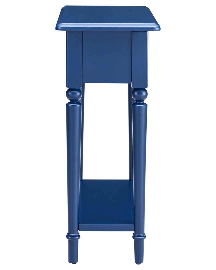 Leick Home Coastal Solid Wood Narrow End Table With Drawer In Blue