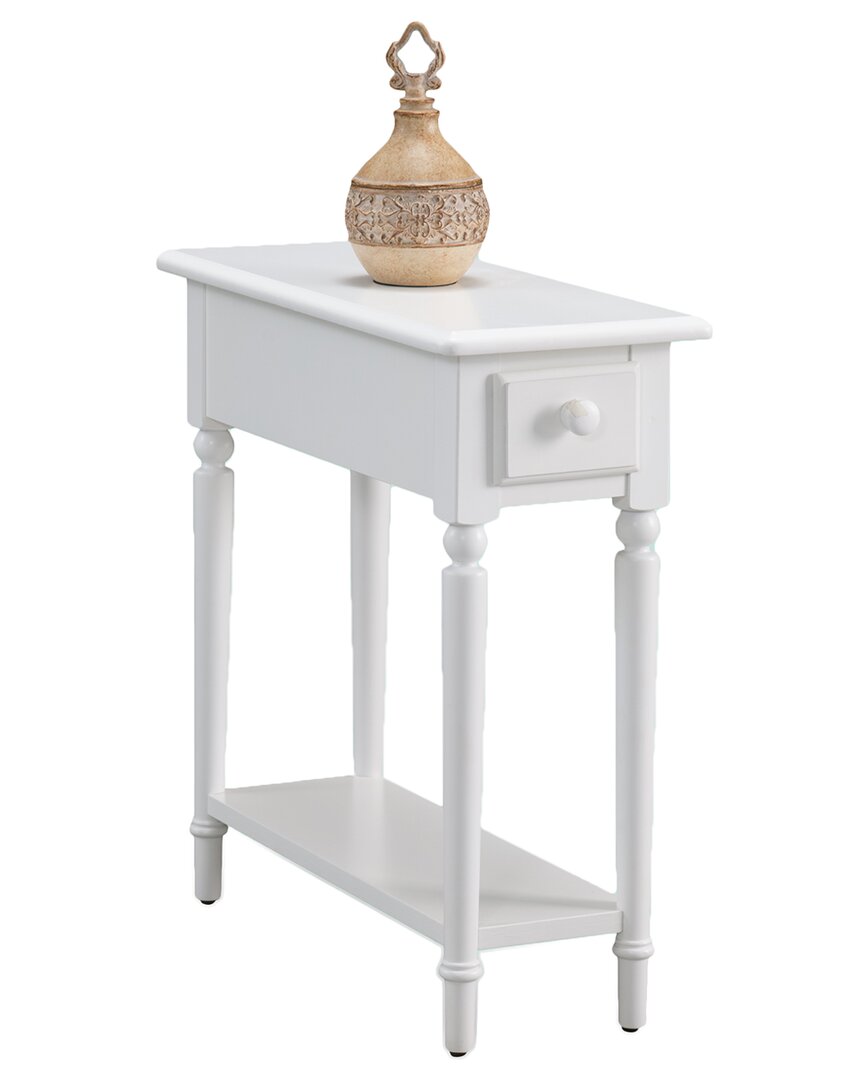 Leick Home Coastal Solid Wood Narrow End Table With Drawer In White