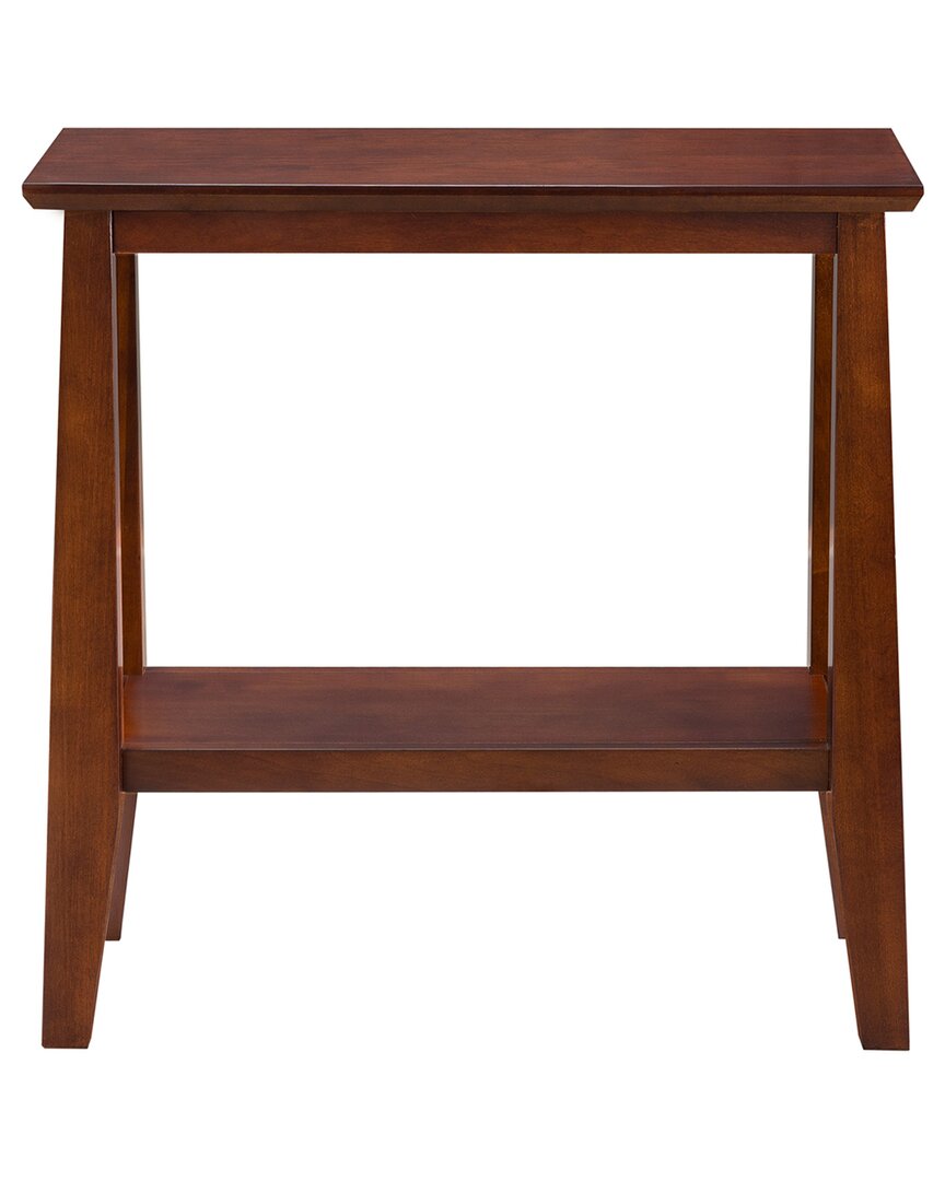 Leick Home Delton Solid Wood Narrow End Table With Shelf In Brown