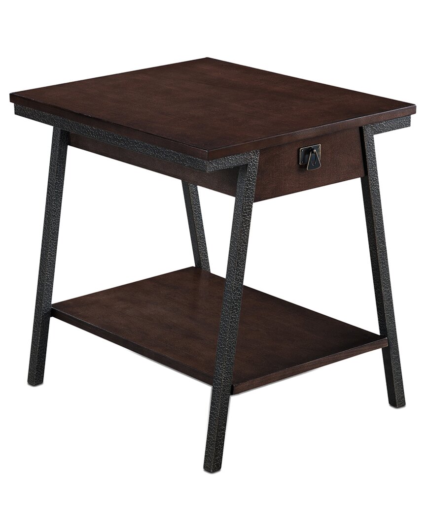 Leick Home Leick Furniture Empiria Wood & Metal End Table With Shelf In Brown