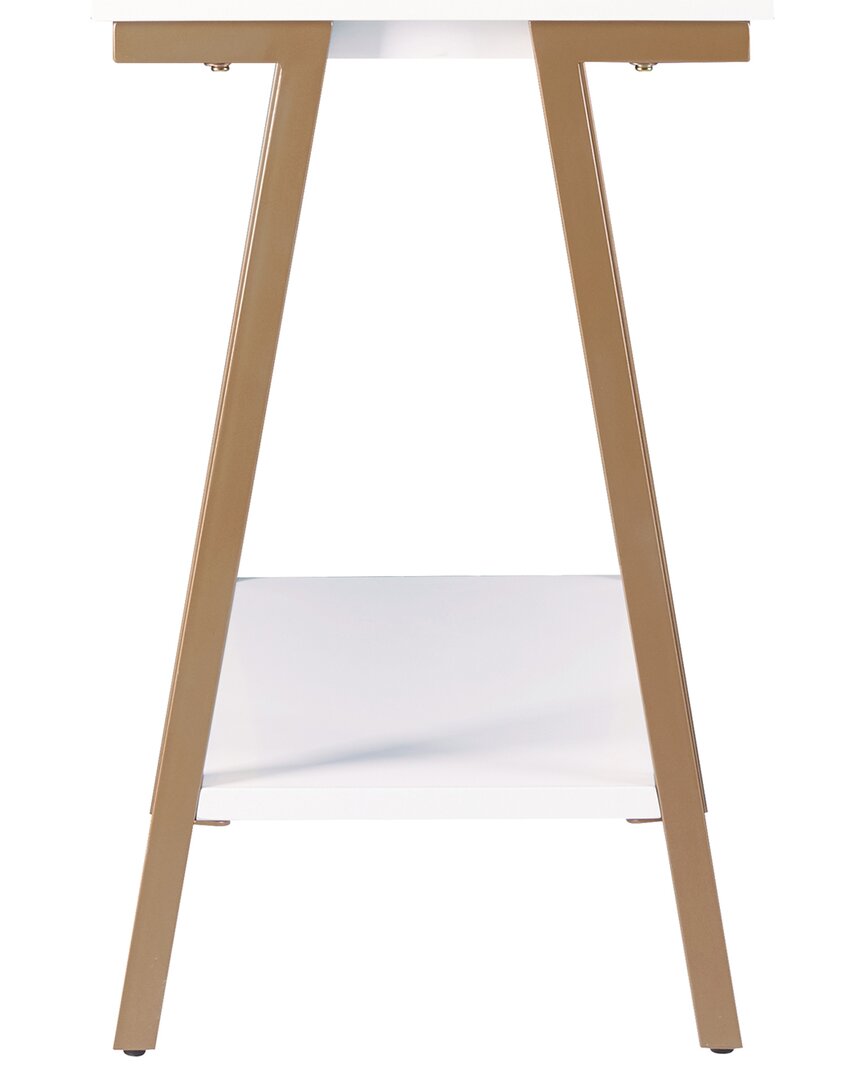 Leick Home Leick Furniture Empiria Wood & Metal Narrow End Table With Shelf In Gold