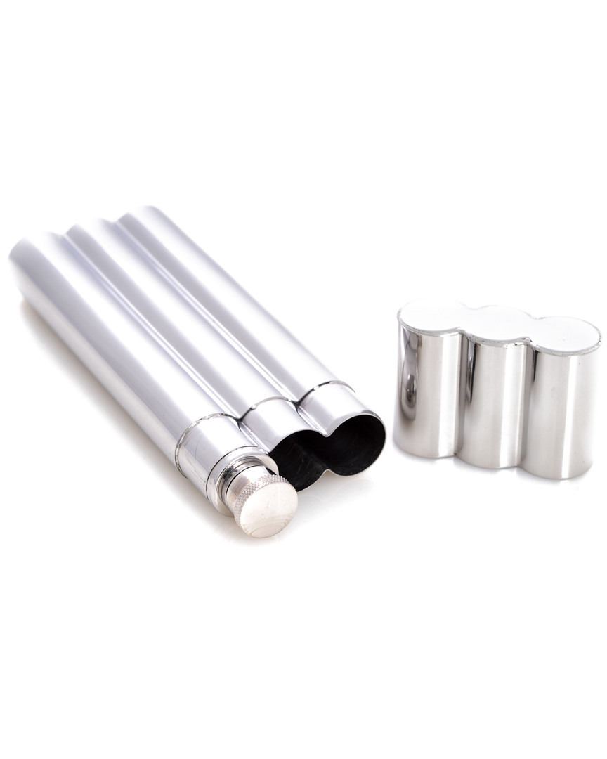 Bey-berk Stainless Steel Double Cigar Tube In Metallic